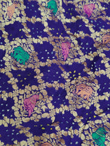 KcPc Figure Design Khaddi Georgette Janglaw Bandhani Neemzari Saree Royal Blue