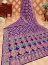 KcPc Pure Figure Design Khaddi Georgette Janglaw Bandhani Neemzari Saree Dark Purple