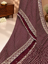 KcPc New Traditional Gaji Silk Ajrakh Saree with Elegant Mirror WorkSVD