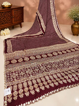 KcPc New Traditional Gaji Silk Ajrakh Saree with Elegant Mirror WorkSVD