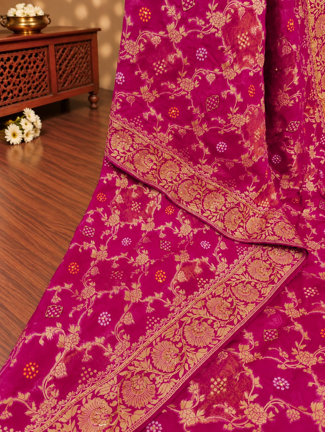 KcPc New Georgatte Banarasi Style With Cutdana Work Saree MOH