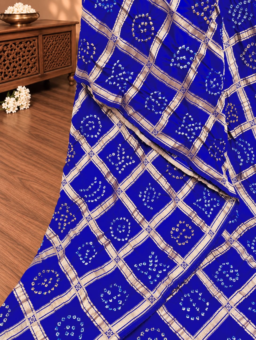 KcPc Premium Semi Gaji Silk Bandhani Saree for Women MSC