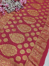 KcPc New Launch Pure Khaddi Georgette Upada Neemzari Bandhej SareePista Pink