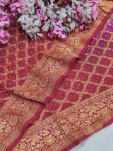 KcPc New Launch Pure Khaddi Georgette Upada Neemzari Bandhej SareePista Pink