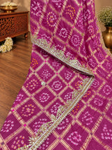 KcPc New Royal Gaji Silk Bandhani Saree with Elegant Gotapatti Work