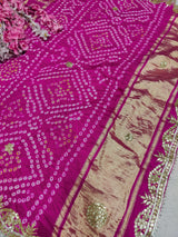 KcPc New Royal Gaji Silk Bandhani Saree with Elegant Gotapatti Work