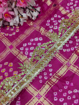 KcPc New Royal Gaji Silk Bandhani Saree with Elegant Gotapatti Work