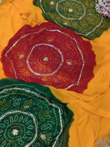 KcPc New Georgette Bandhani Style with Gotapatti Work Saree AMT