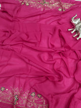 KcPc New Diamond Chiffon Mukesh work Jaipuri Traditional Rajputi saree VND