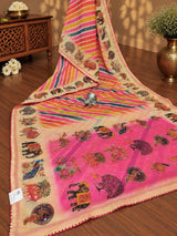 KcPc Premium Georgette Kalamkari Designer Saree with Tari WorkGAN