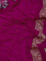 KcPc New Launch Pure Khaddi Georgette Upada Neemzari Bandhej SareeRed Rani