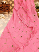 KcPc Pure Diamond Chiffon Mukes Work Rajputi Traditional Saree VND Pink