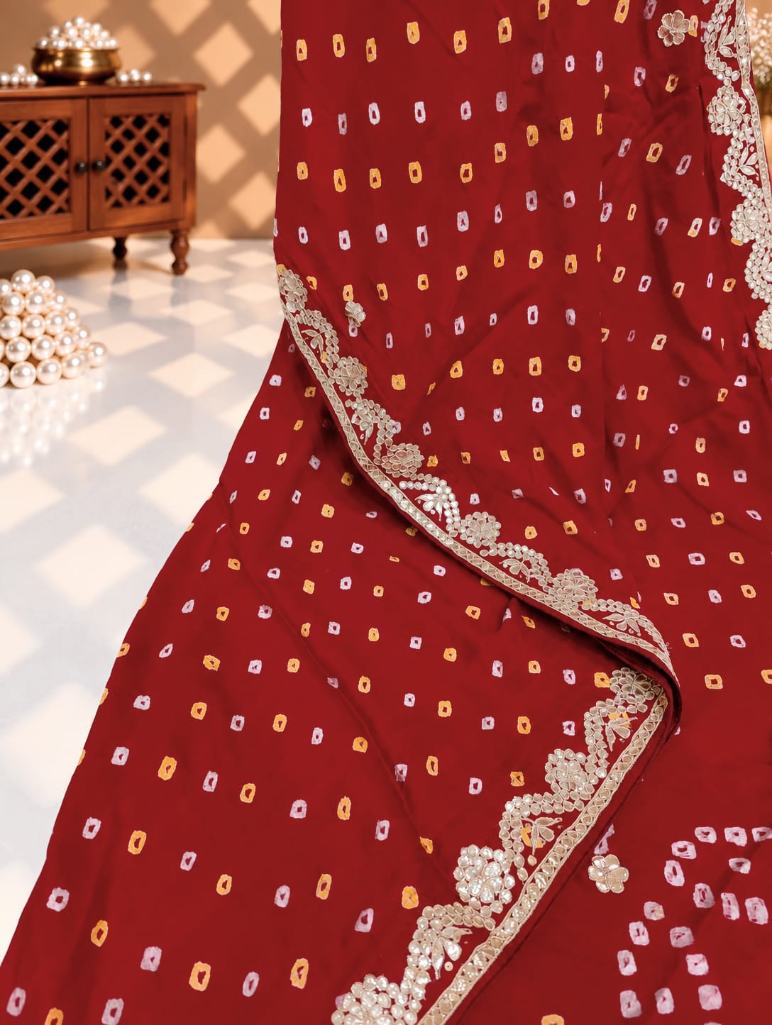 KcPc Beautiful Modal Silk Gotapatti Work Saree With Blouse RG
