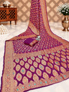 KcPc Originals Pure Meenakari Khaddi Georgette Upada Janglaw Bandhani Neemzari Saree Purple D1