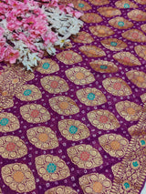 KcPc Originals Pure Meenakari Khaddi Georgette Upada Janglaw Bandhani Neemzari Saree Purple D1