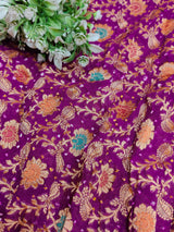 KcPc Originals Pure Meenakari Khaddi Georgette Upada Janglaw Bandhani Neemzari Saree Purple D1