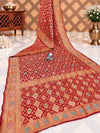 KcPc Originals Pure Meenakari Khaddi Georgette Upada Janglaw Bandhani Neemzari Saree Red
