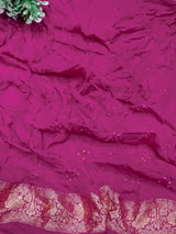 KcPc New Launch Pure Khaddi Georgette Upada Neemzari Bandhej SareeOrange Pink