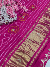 KcPc Latest Pure Gaji silk Bandhani Hand Gotapatti Work sareeAMT Rani