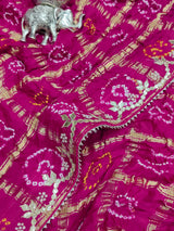 KcPc Latest Pure Gaji silk Bandhani Hand Gotapatti Work sareeAMT Rani