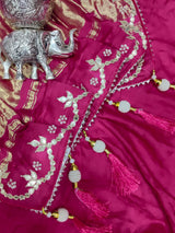 KcPc Latest Pure Gaji silk Bandhani Hand Gotapatti Work sareeAMT Rani