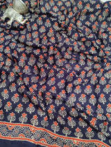 KcPc Pure Gaji Modal Silk Ajrakh Print Ghatchola crafted by kutch bhuj karigars sareeRBW