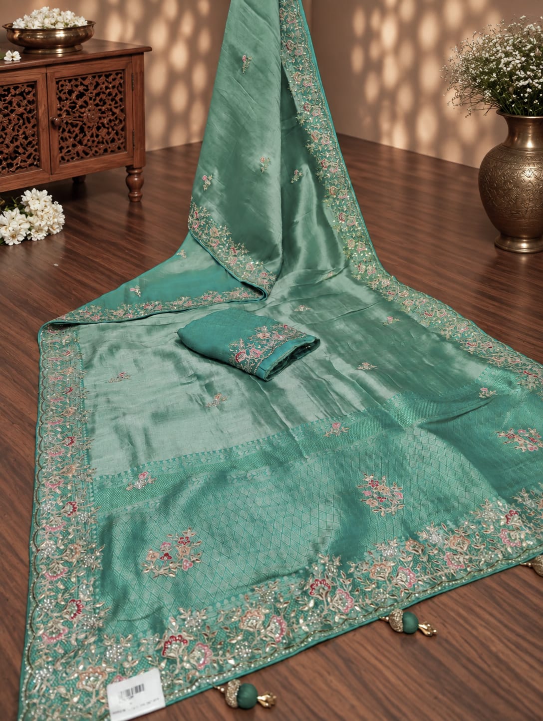 KcPc New Latest Tissue Silk Bollywood Style With Sequence Embroidery Work Saree PAL