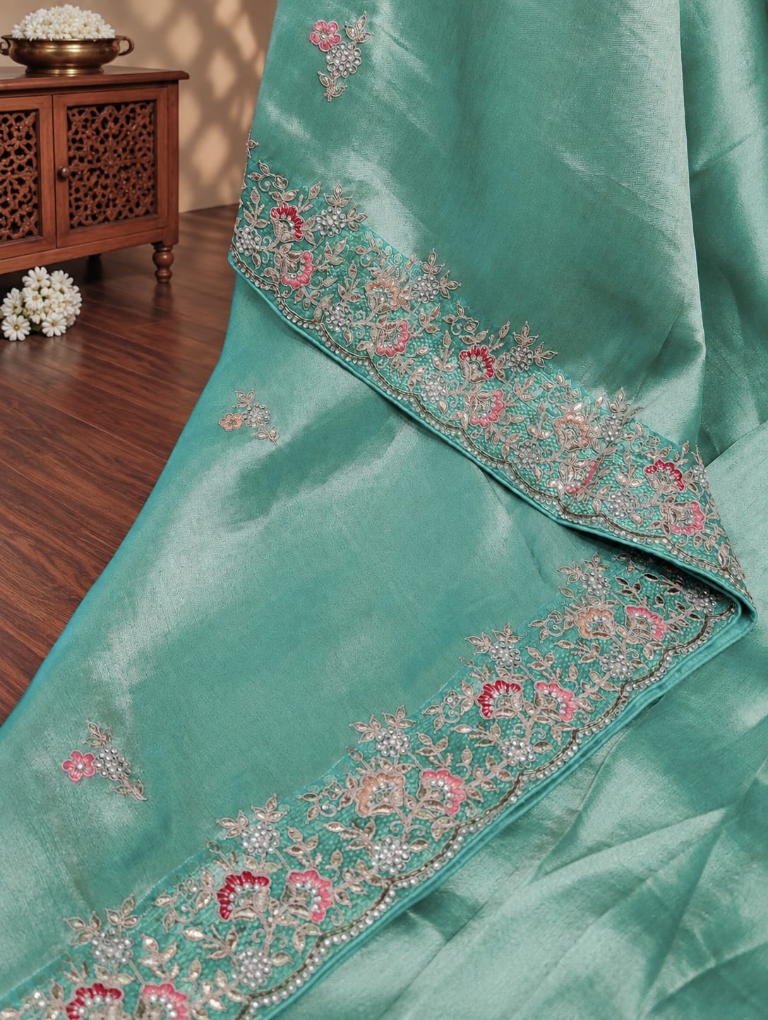KcPc New Latest Tissue Silk Bollywood Style With Sequence Embroidery Work Saree PAL