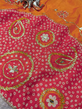 KcPc Premium HO Silk Bandhani Saree with Gotapatti WorkGAN