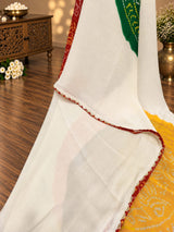 KcPc New Elegant Chinon Panetar Style Bandhani Saree SWA