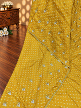KcPc New BeautifulDola Silk Bandhani With Pearl Gotapatti Work Saree ANT