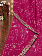KcPc Premium Georgette Bandhani Saree with Elegant Gotapatti Work SARIKA
