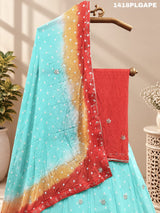 KcPc New Multi Shade Bandhani Cutdana Work LehengaGSM