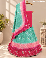 KcPc New Multi Shade Bandhani Cutdana Work LehengaGSM
