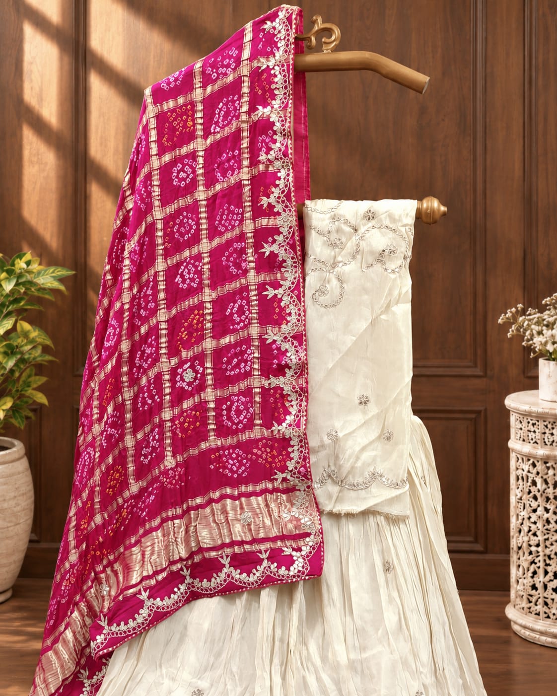 KcPc New Pure Tussar Tissue Gotapatti Lehenga With Bandhani Gotapatti Work Dupatta SATISH
