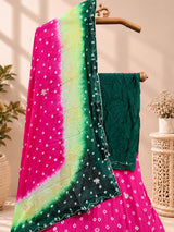 KcPc New Multi Shade Bandhani Cutdana Work LehengaGSM