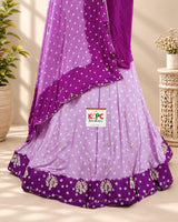 KcPc New Chinon Double Shade Bandhani Cutdana work LehengaRAJ