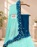 KcPc New Chinon Double Shade Bandhani Cutdana work LehengaRAJ