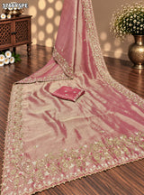 KcPc Tissue Silk Traditional Saree with Zardosi Gotapatti Work for Festive Wear