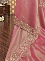 KcPc Tissue Silk Traditional Saree with Zardosi Gotapatti Work for Festive Wear