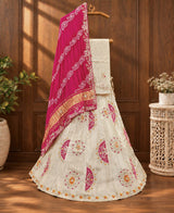 KcPc New Traditional Tissue Silk Bandhani Lehenga Gota Patti Detailing Festive Wear MAD