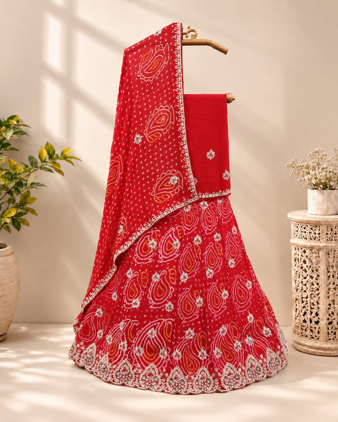 KcPc New Designer Pure ojariya chinon Cutdana Gotapatti mirror Work Lehenga MAD