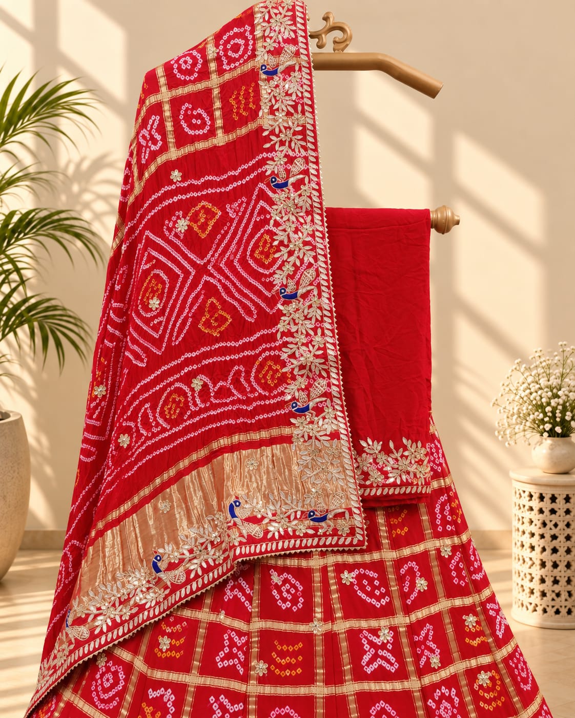 KcPc New famous Gaji Silk Gharchola Zardoji gotapatti Handwork Lehenga BTU