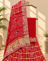 KcPc New famous Gaji Silk Gharchola Zardoji gotapatti Handwork Lehenga BTU