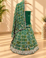 KcPc New Pure Gaji silk Gharchola Bandhej Cutdana Gota patti Work Lehenga BTU