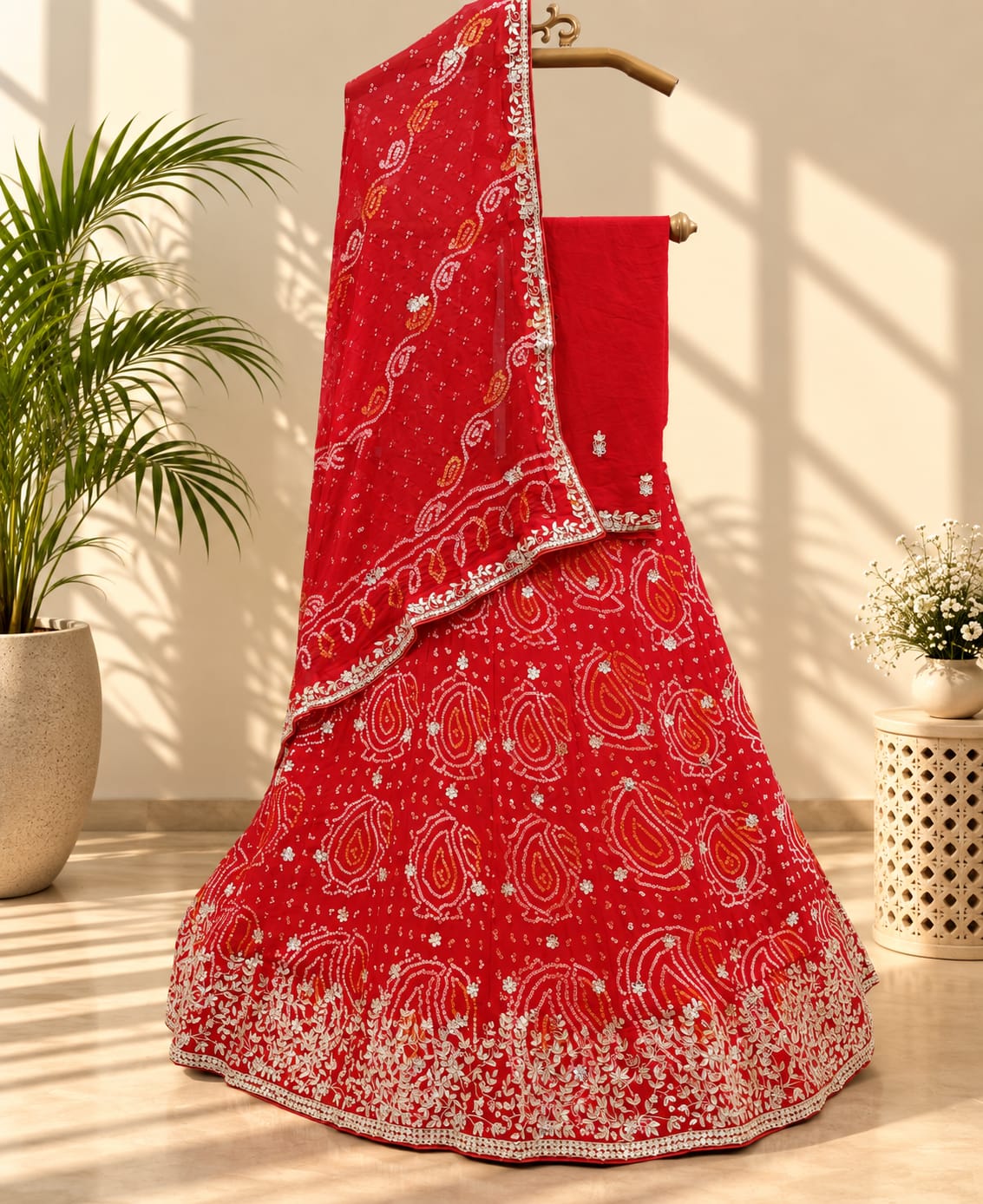 KcPc New Pure Chinon Bandhani Gotapatti Work Lehenga Set MAD