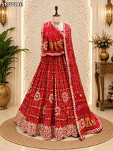 KcPc Gaji Silk Bandhani Style Lehenga with Traditional Gota Patti Work for Festive Wear