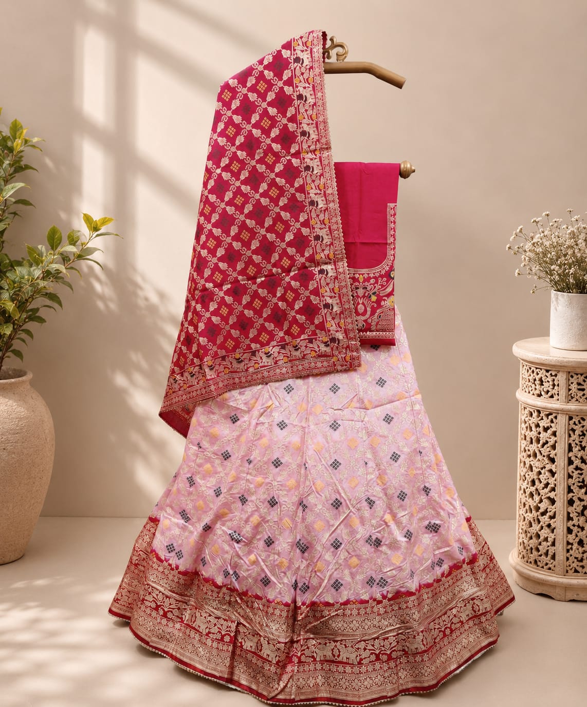 KcPc Pure Dola Banarasi zari weaving Lehenga Set BTU