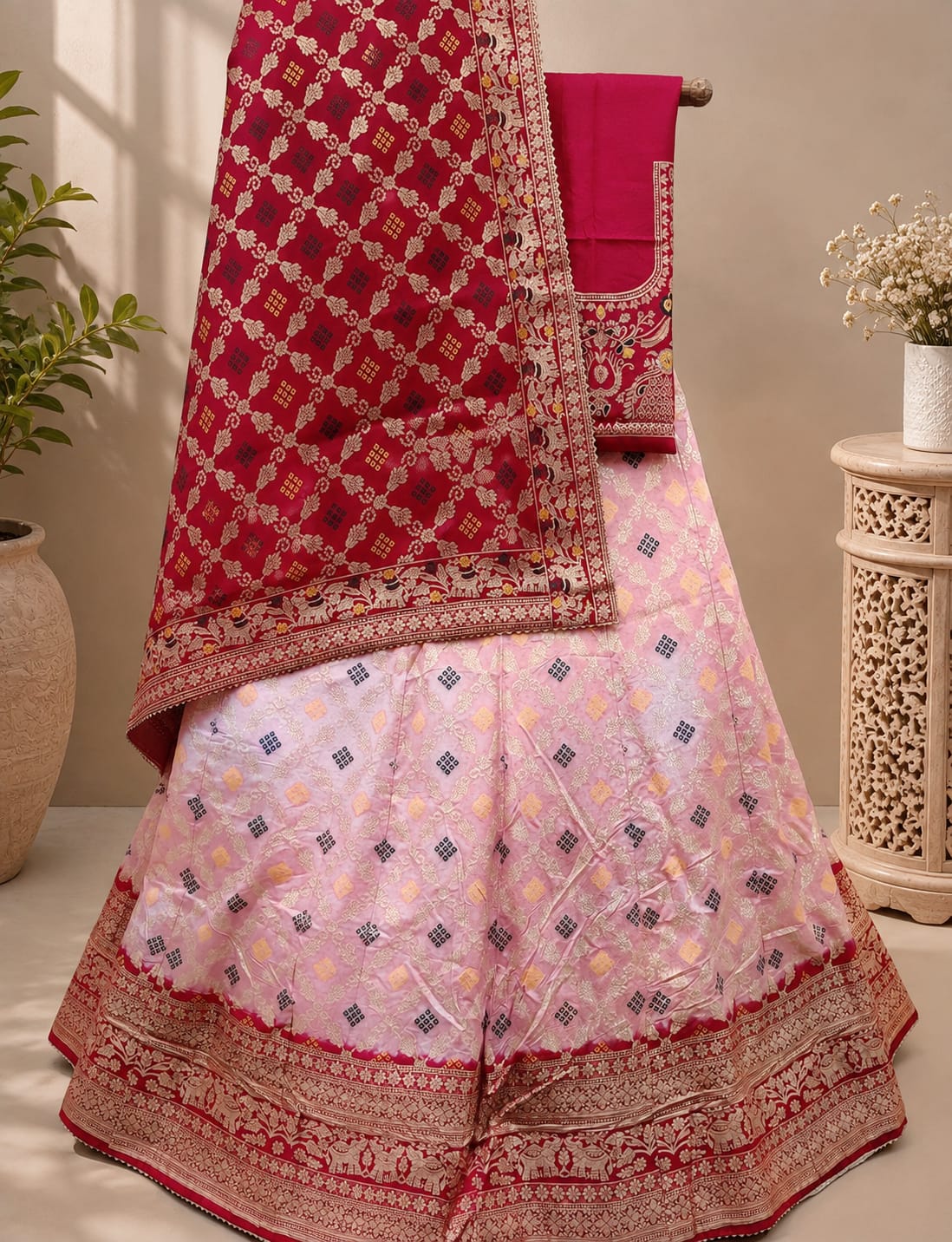 KcPc Pure Dola Banarasi zari weaving Lehenga Set BTU