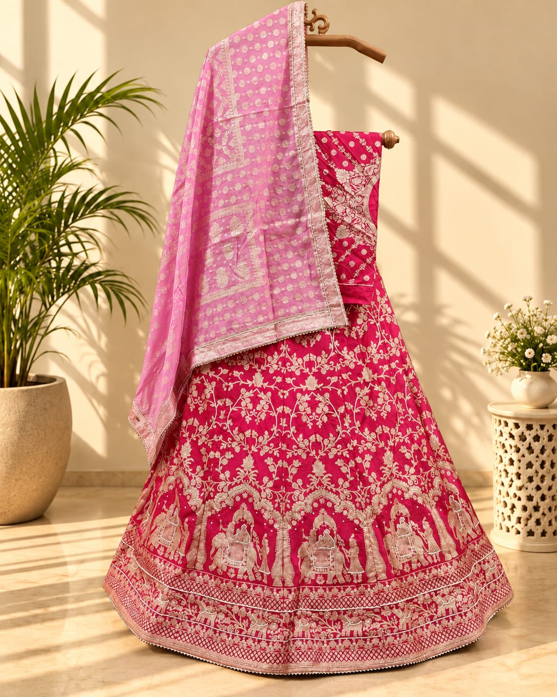 KcPc New Upada Silk Banarasi Style Handwork Gotapatti Lehenga RTK